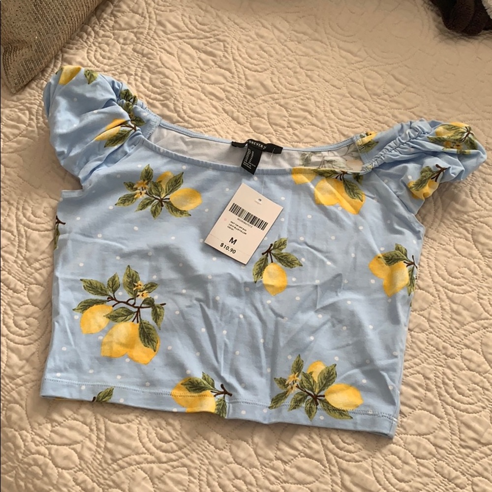 Never worn off the shoulder crop top